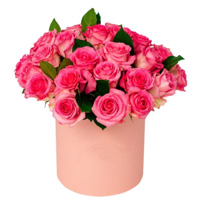 Розовые розы в коробке «Любовь»