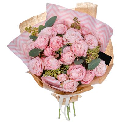 Букет из розовых кустовых роз «Розовый аккорд»