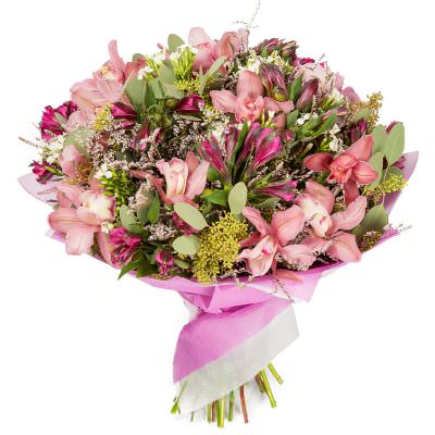 Букет из орхидей и альстромерий «Чарующая нега»