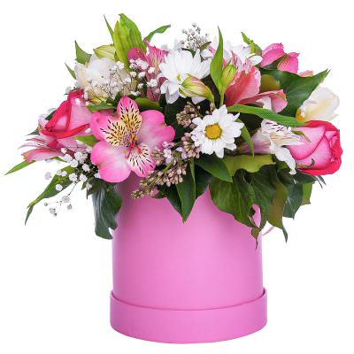 Цветочная композиция в коробке «Солнечный поцелуй»