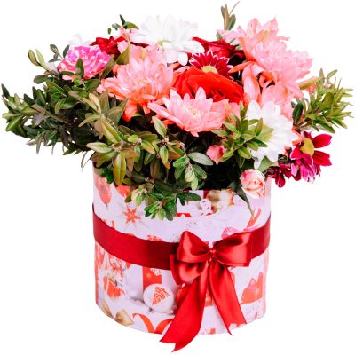 Цветы в круглой коробке «Зимняя сказка»