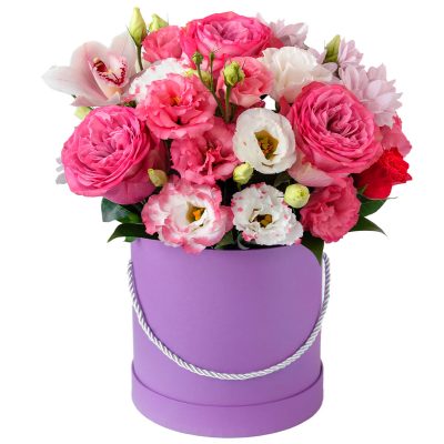 Цветы в шляпной коробке «Сказочный вечер»